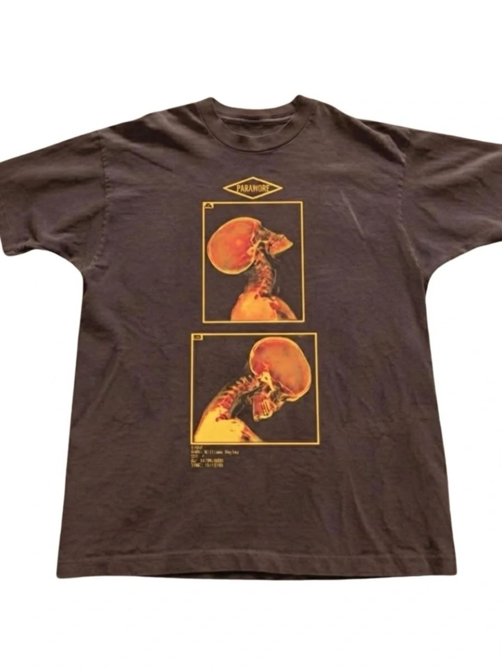 Brown Short Sleeve Tee with Orange Skull X-Ray Panels - Picture 1 of 4